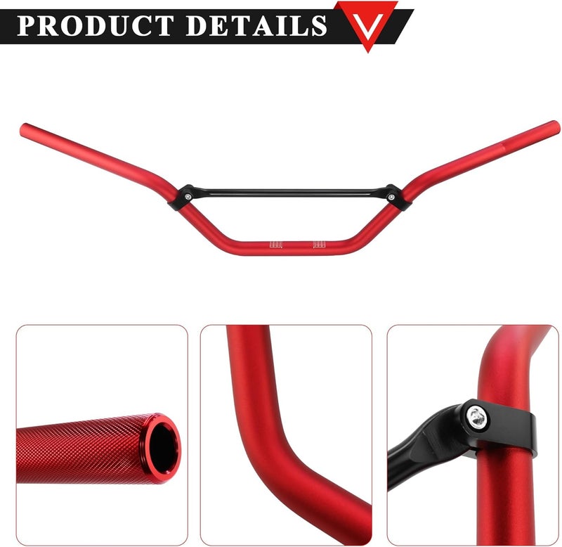 PRO BAT Handle Bar 7/8" 22MM Handlebar Compatible with CRF YZF KXF KLX RMZ DRZ Pit Dirt Bike Motocross ATV Quad, Red - Image 3